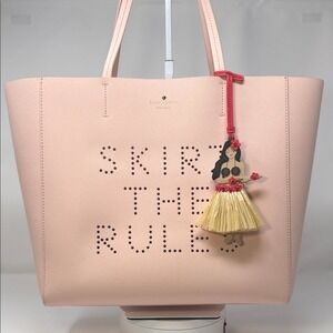 Kate Spade Flights of Fancy Skirt The Rules Hallie tote in pink saffiano